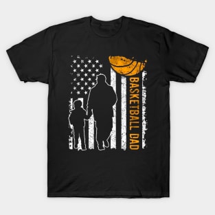 American Flag Basketball Dad And Son Gift T-shirt For Men Boys Kids T-Shirt